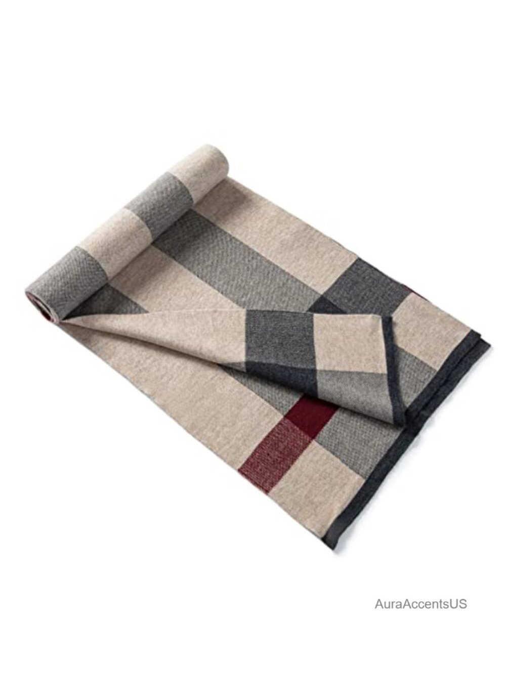 Men's Merino Wool Tartan Plaid Winter Scarf Warm Lightweight Long with Gift Box